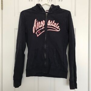 Y2K Aeropostale Zip Up Hoodie Sweater M Dark Navy Blue Pink White